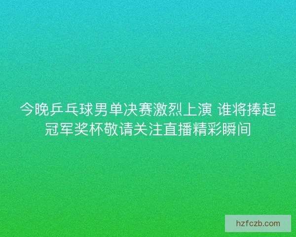 今晚乒乓球男单决赛激烈上演 谁将捧起冠军奖杯敬请关注直播精彩瞬间 今晚乒乓球男单决赛激烈上演 谁将捧起冠军奖杯敬请关注直播精彩瞬间