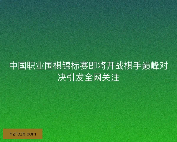 中国职业围棋锦标赛即将开战棋手巅峰对决引发全网关注 中国职业围棋锦标赛即将开战棋手巅峰对决引发全网关注
